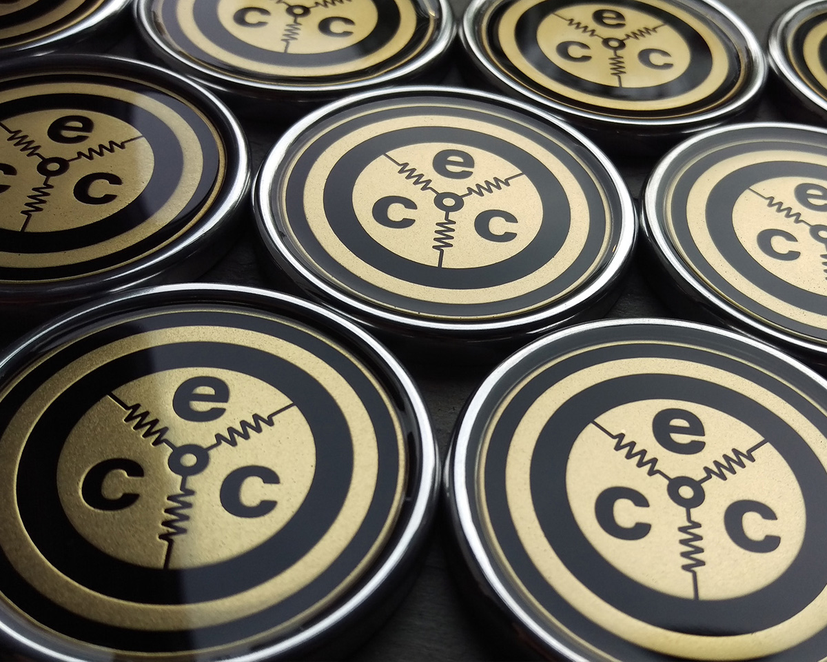 Bespoke automotive badges made for Electric Classic Cars.